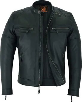 A&H Apparel Mens Classic Vintage Two Tone Genuine Top-Grain Cowhide Biker Leather Jacket