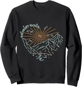 Adventure Awaits Funny Travel Graphic Sweatshirt