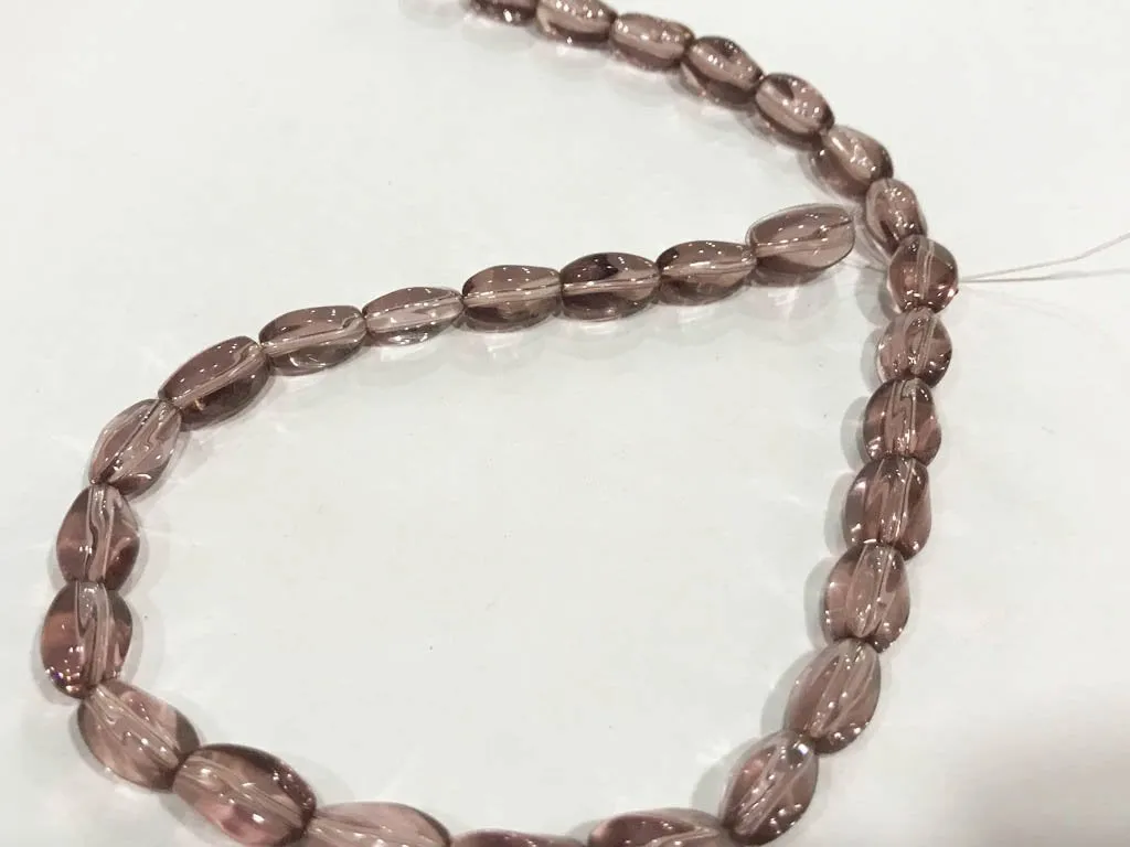 Amethyst Purple Transparent Fancy Oval Pressed Glass Beads (8x12 mm)