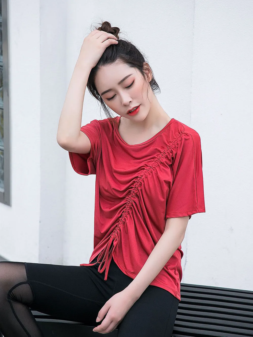 Asymmetrically Laced Loose Shirt