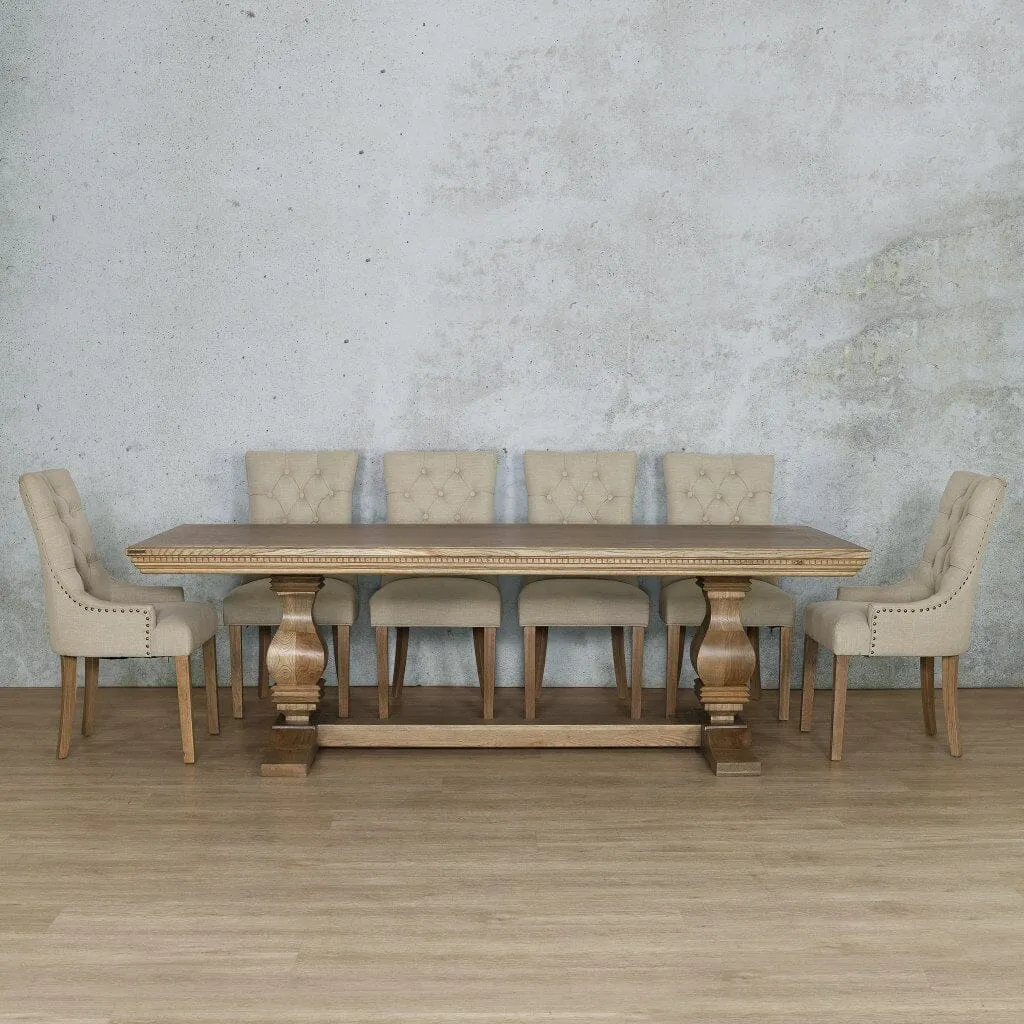 Belmont Fluted Wood & Duchess 10 Seater Dining Set