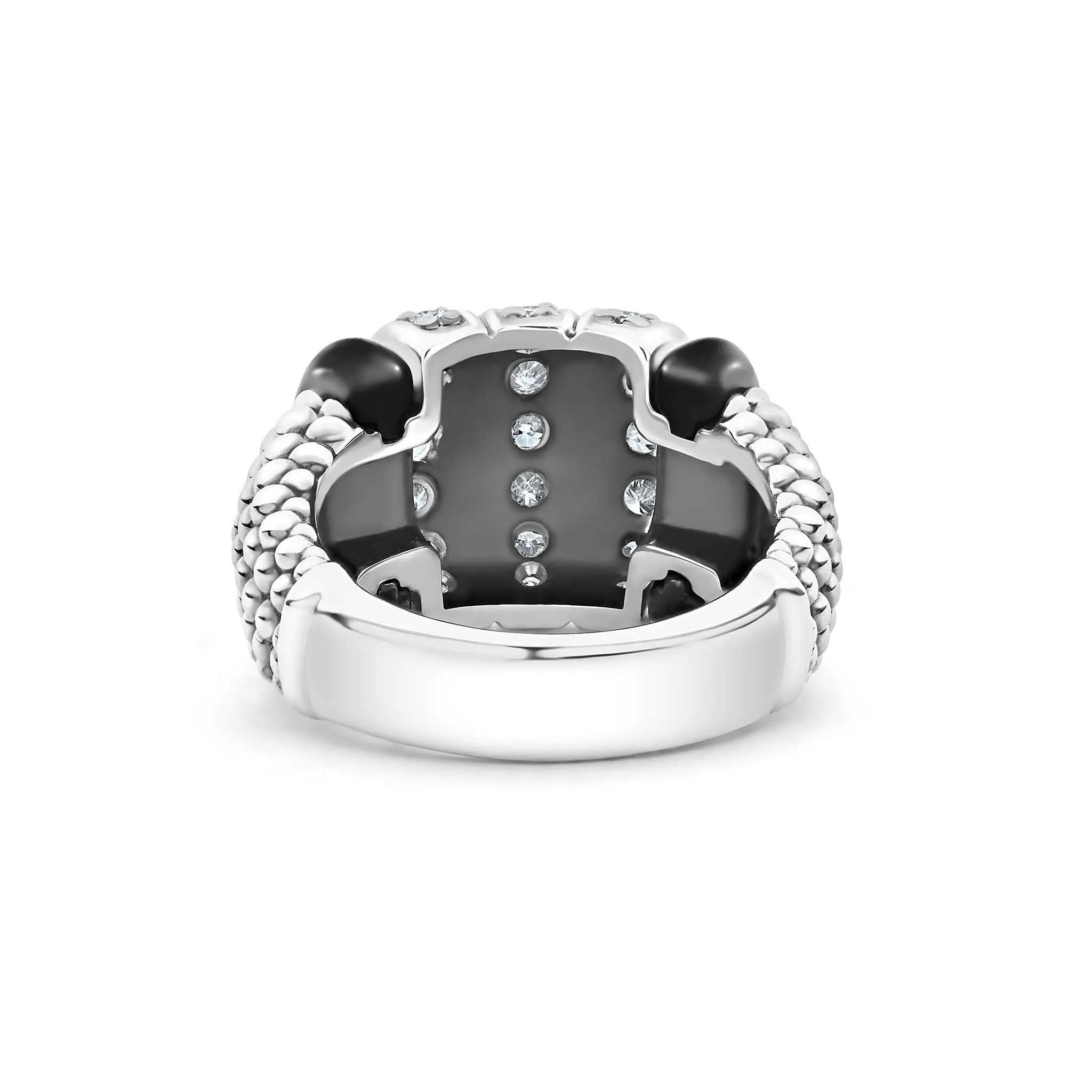 Black Caviar Three Station Ceramic Caviar Diamond Ring