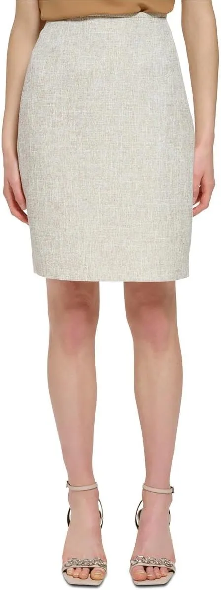Calvin Klein Womens Above Knee Back Slit Pencil Skirt Beige 14