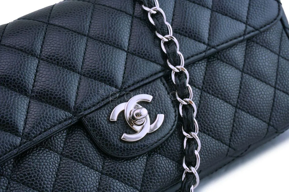 Chanel Black Caviar Classic East West Flap Bag SHW