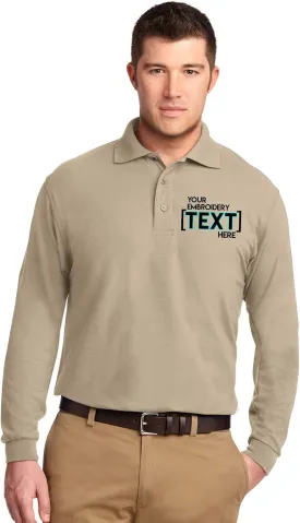 Custom Embroidered Mens Long Sleeve Polo Shirts - Personalized Embroidery Polo Tees