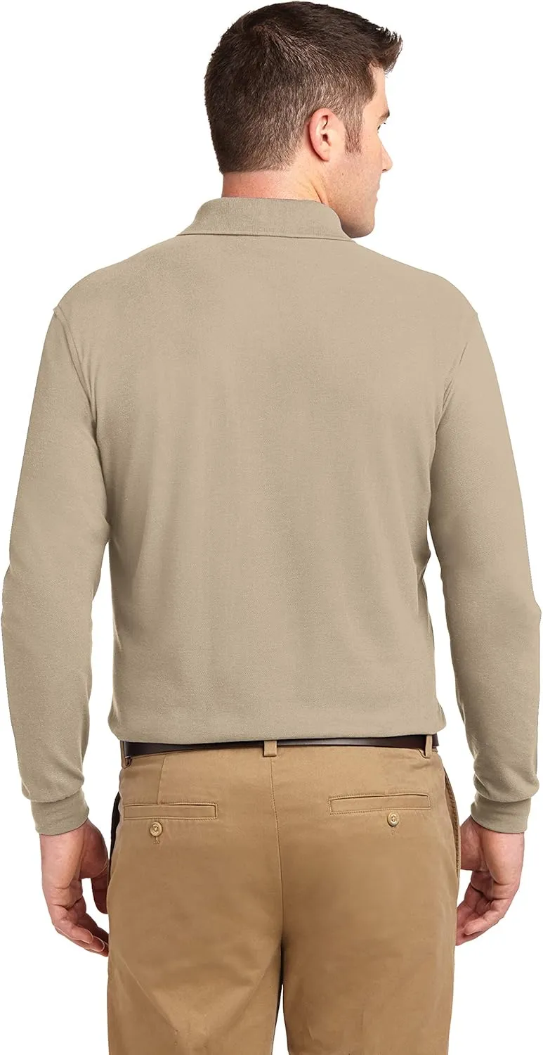 Custom Embroidered Mens Long Sleeve Polo Shirts - Personalized Embroidery Polo Tees