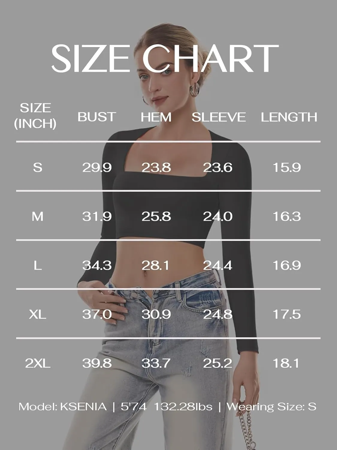 Cyanstyle Women's Sexy Square Neck Crop Tops Double Lined Long Sleeve Y2K Going Out T Shirts
