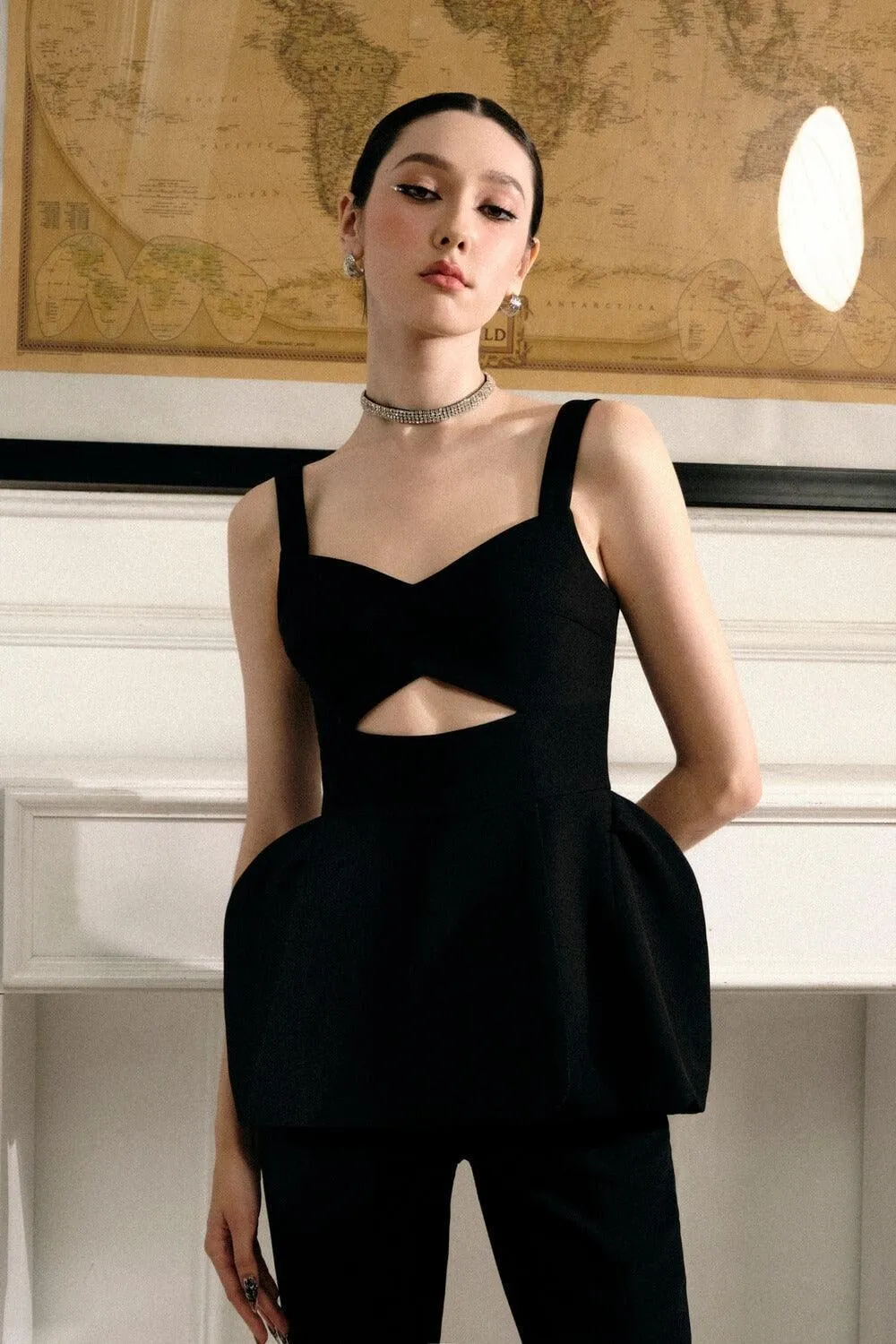 Emily Peplum Strappy Polyester Top