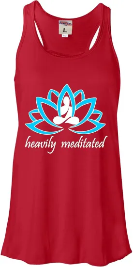 Go All Out Womens Heavily Meditated Funny Mindfulness Yoga Sleeveless Tank Top T-Shirt
