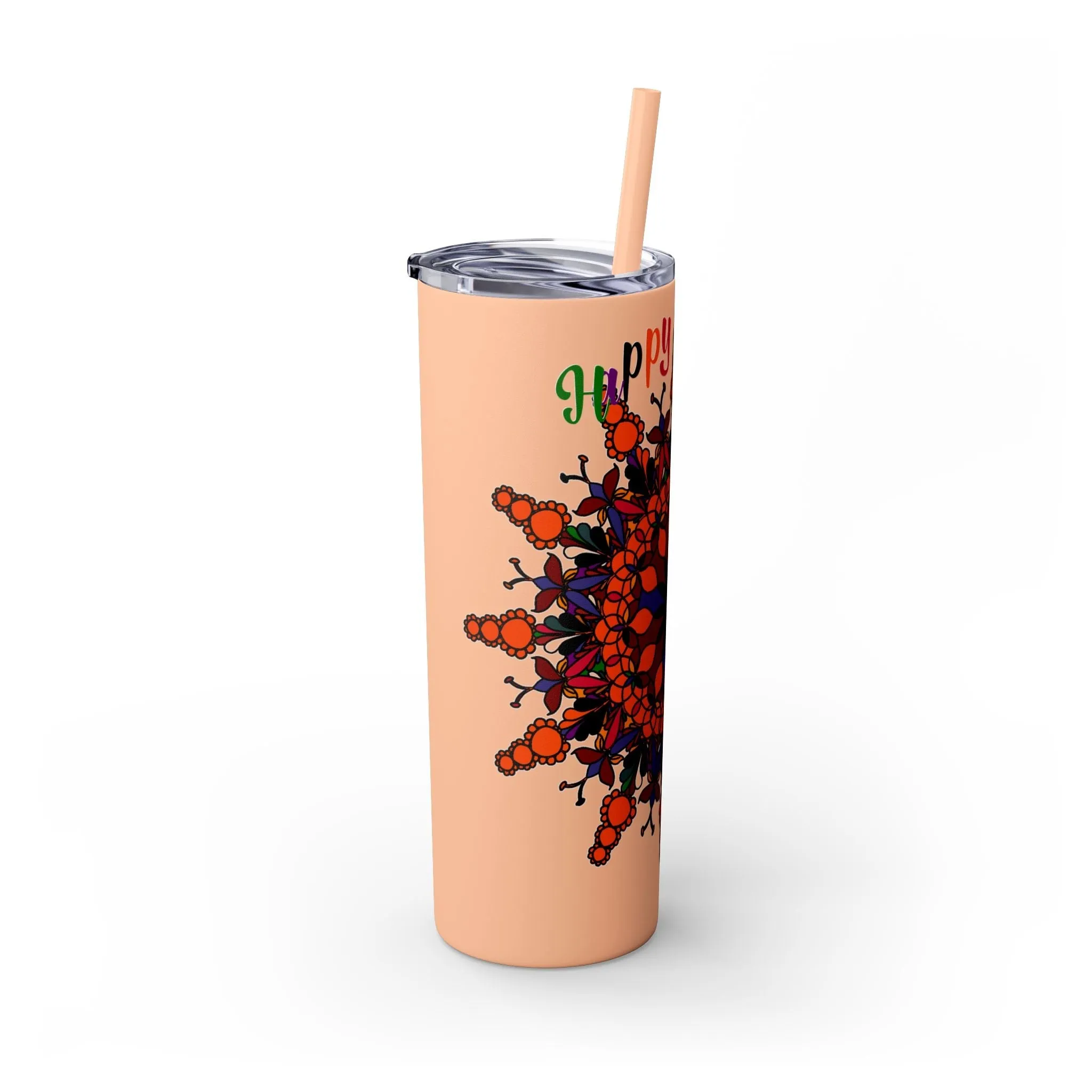 Handmade Mandala Skinny Tumbler - Keeps Drinks Hot/Cold