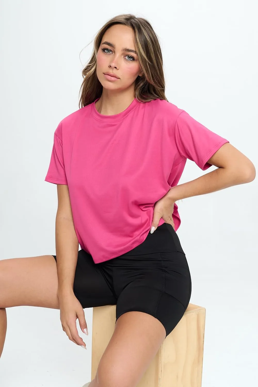 KNIT RIOT Womens Crop Top  Short Sleeve Soft Boxy Crewneck Casual Active Workout Yoga Running Cropped Tee T Shirts