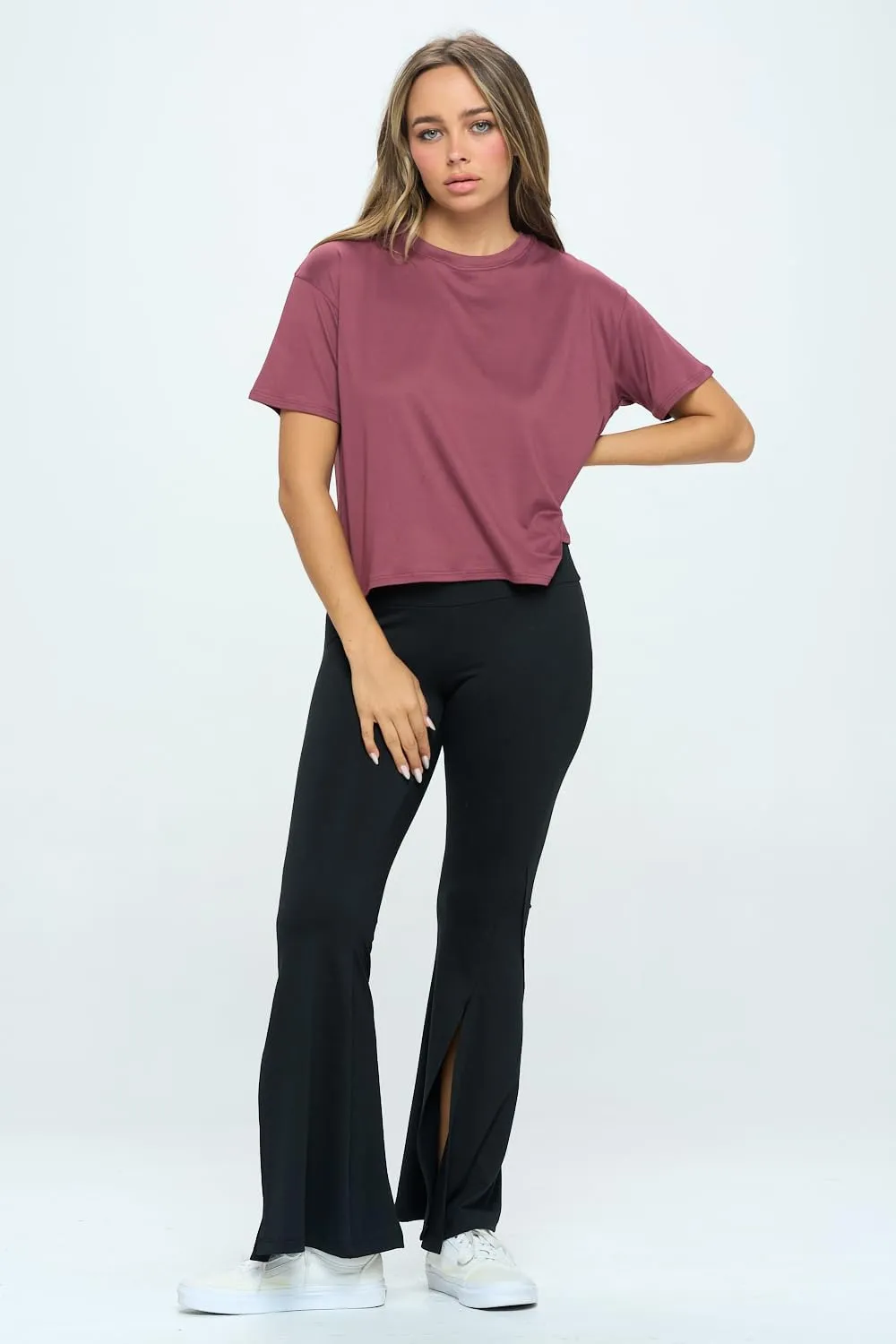 KNIT RIOT Womens Crop Top  Short Sleeve Soft Boxy Crewneck Casual Active Workout Yoga Running Cropped Tee T Shirts