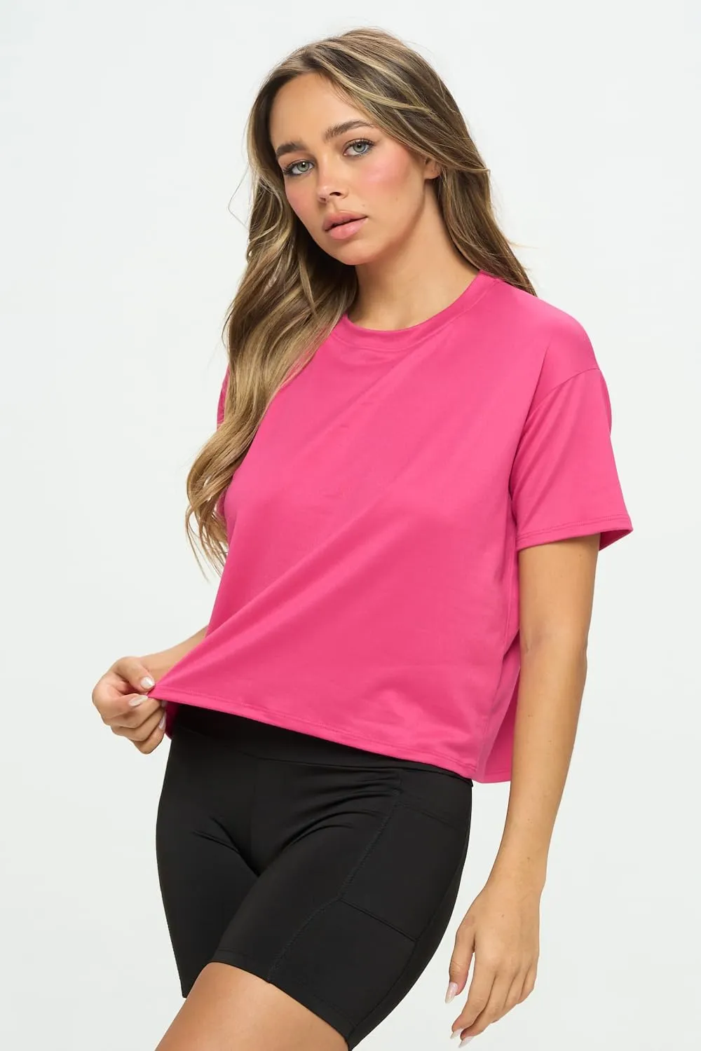KNIT RIOT Womens Crop Top  Short Sleeve Soft Boxy Crewneck Casual Active Workout Yoga Running Cropped Tee T Shirts