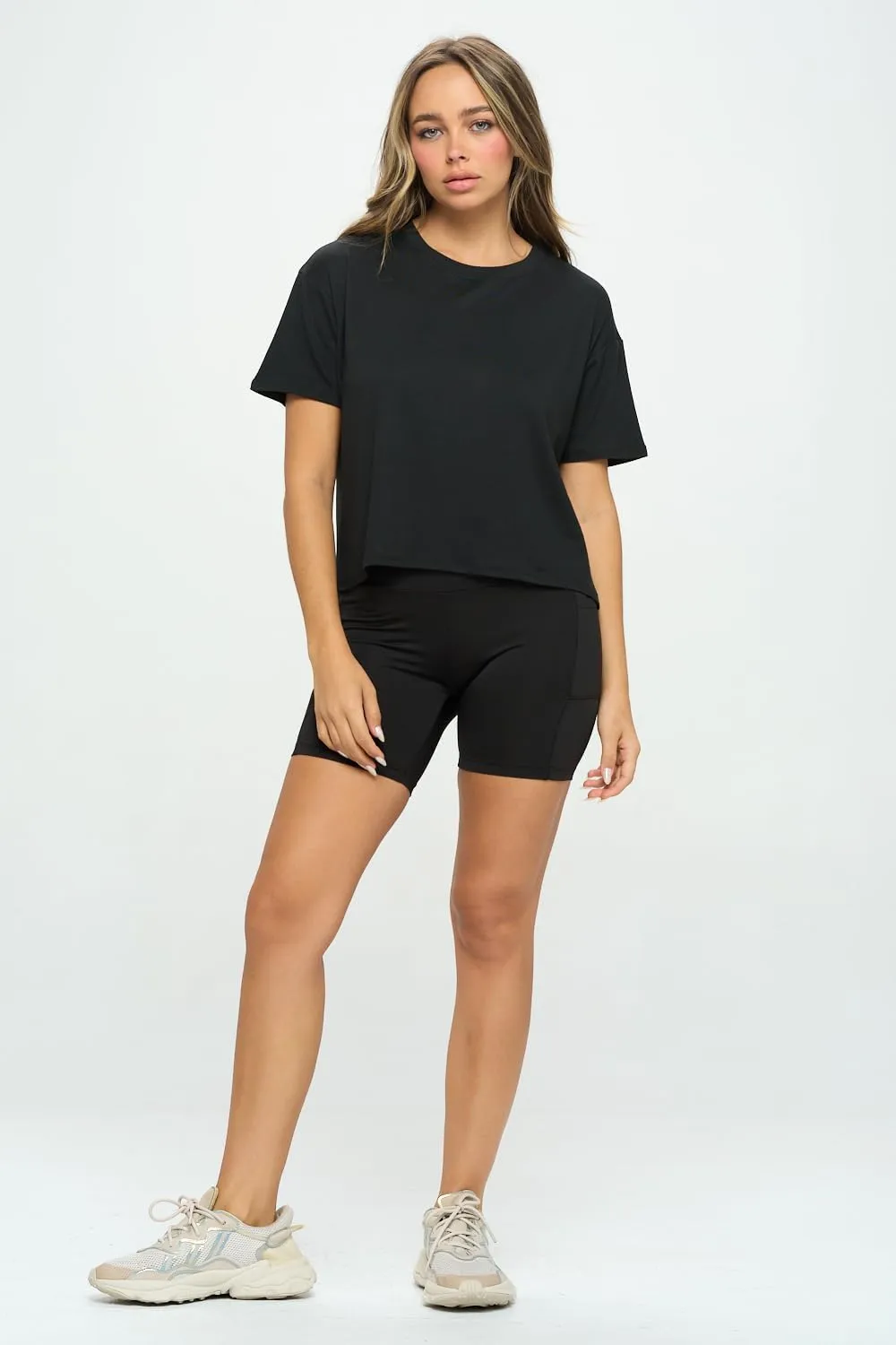 KNIT RIOT Womens Crop Top  Short Sleeve Soft Boxy Crewneck Casual Active Workout Yoga Running Cropped Tee T Shirts