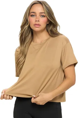 KNIT RIOT Womens Crop Top  Short Sleeve Soft Boxy Crewneck Casual Active Workout Yoga Running Cropped Tee T Shirts