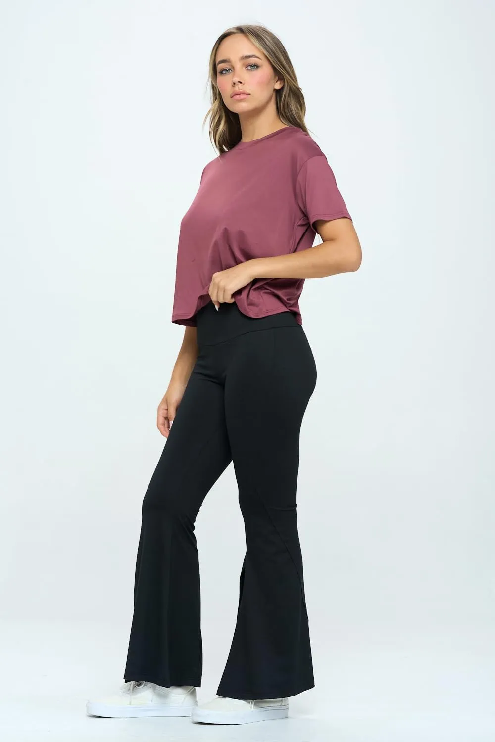 KNIT RIOT Womens Crop Top  Short Sleeve Soft Boxy Crewneck Casual Active Workout Yoga Running Cropped Tee T Shirts