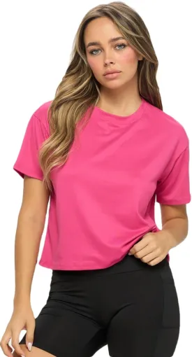 KNIT RIOT Womens Crop Top  Short Sleeve Soft Boxy Crewneck Casual Active Workout Yoga Running Cropped Tee T Shirts
