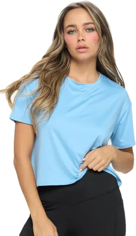 KNIT RIOT Womens Crop Top  Short Sleeve Soft Boxy Crewneck Casual Active Workout Yoga Running Cropped Tee T Shirts