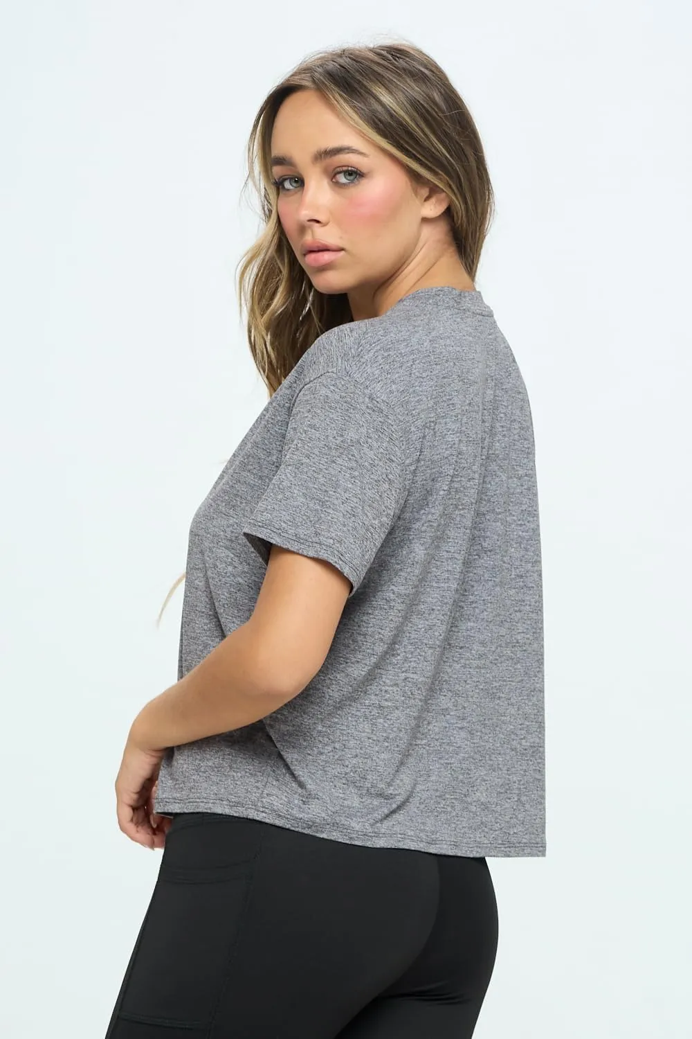KNIT RIOT Womens Crop Top  Short Sleeve Soft Boxy Crewneck Casual Active Workout Yoga Running Cropped Tee T Shirts