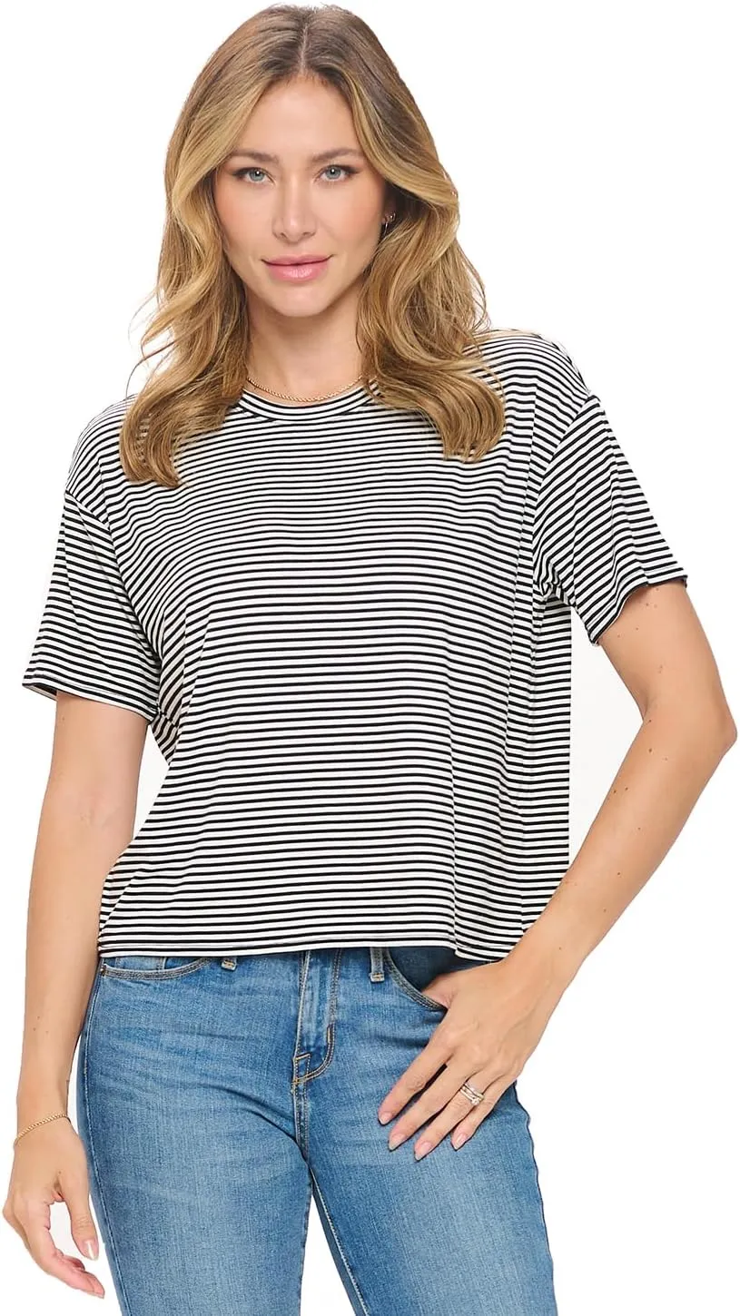 KNIT RIOT Womens Crop Top  Short Sleeve Soft Boxy Crewneck Casual Active Workout Yoga Running Cropped Tee T Shirts