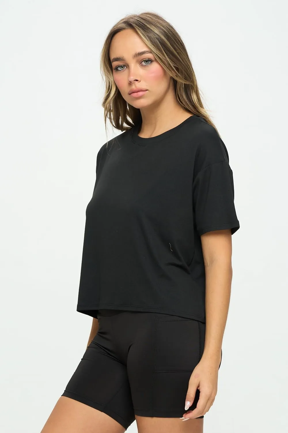 KNIT RIOT Womens Crop Top  Short Sleeve Soft Boxy Crewneck Casual Active Workout Yoga Running Cropped Tee T Shirts