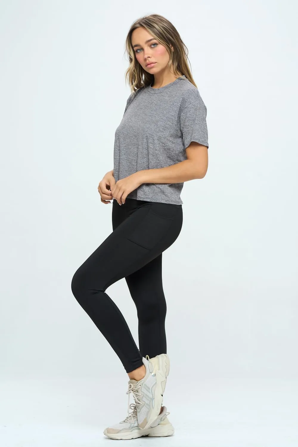 KNIT RIOT Womens Crop Top  Short Sleeve Soft Boxy Crewneck Casual Active Workout Yoga Running Cropped Tee T Shirts