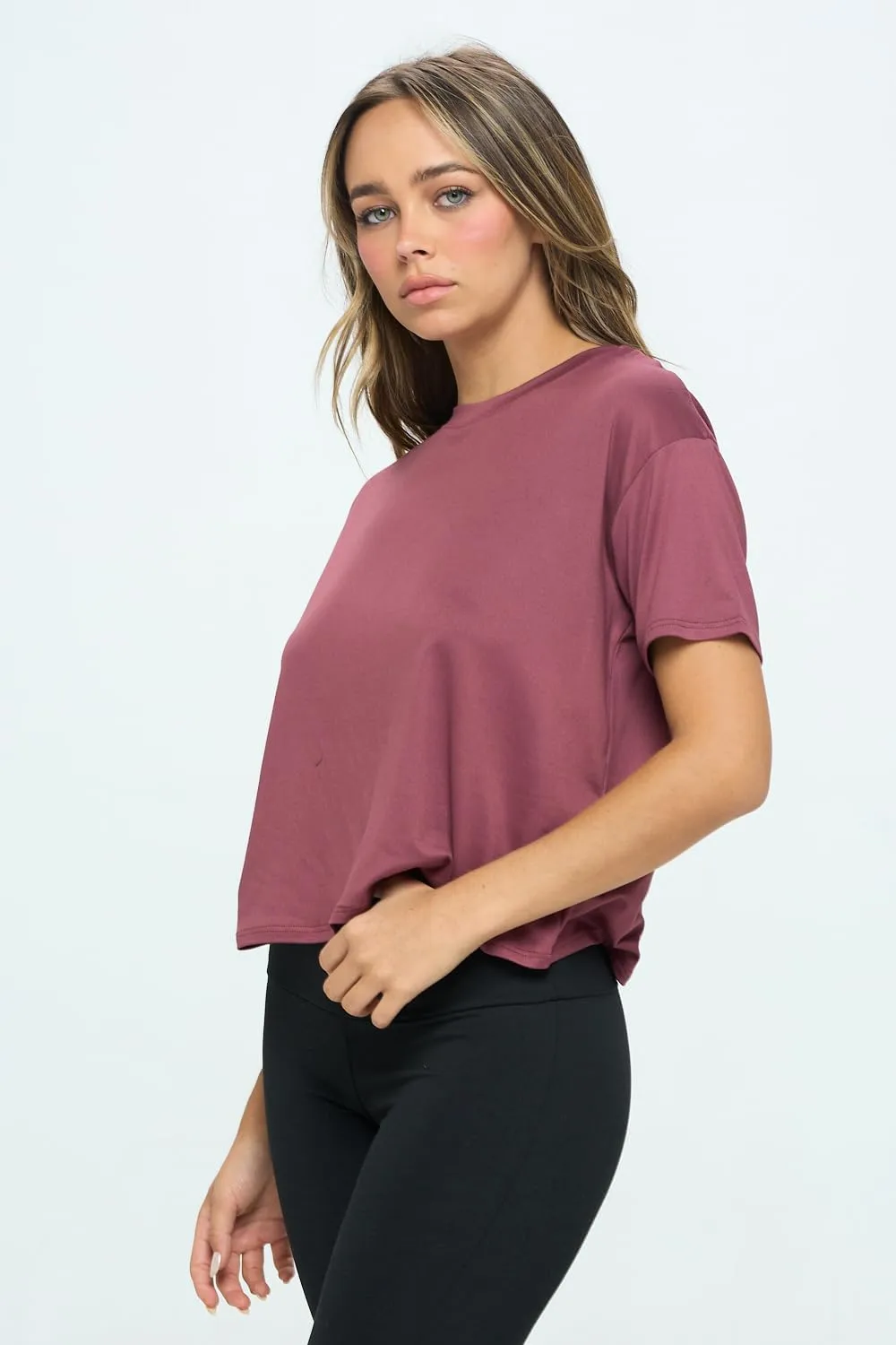 KNIT RIOT Womens Crop Top  Short Sleeve Soft Boxy Crewneck Casual Active Workout Yoga Running Cropped Tee T Shirts