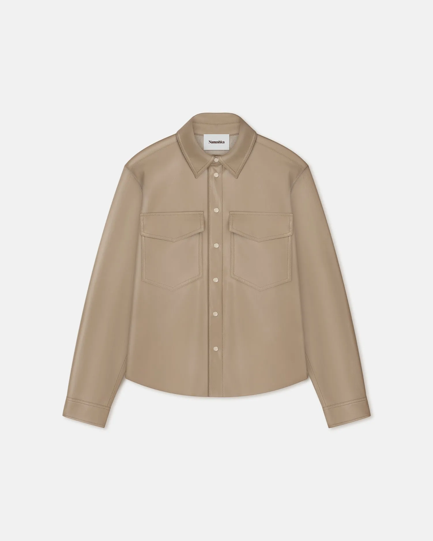 Lenn - Okobor™ Alt-Leather Shirt - Ashy Taupe