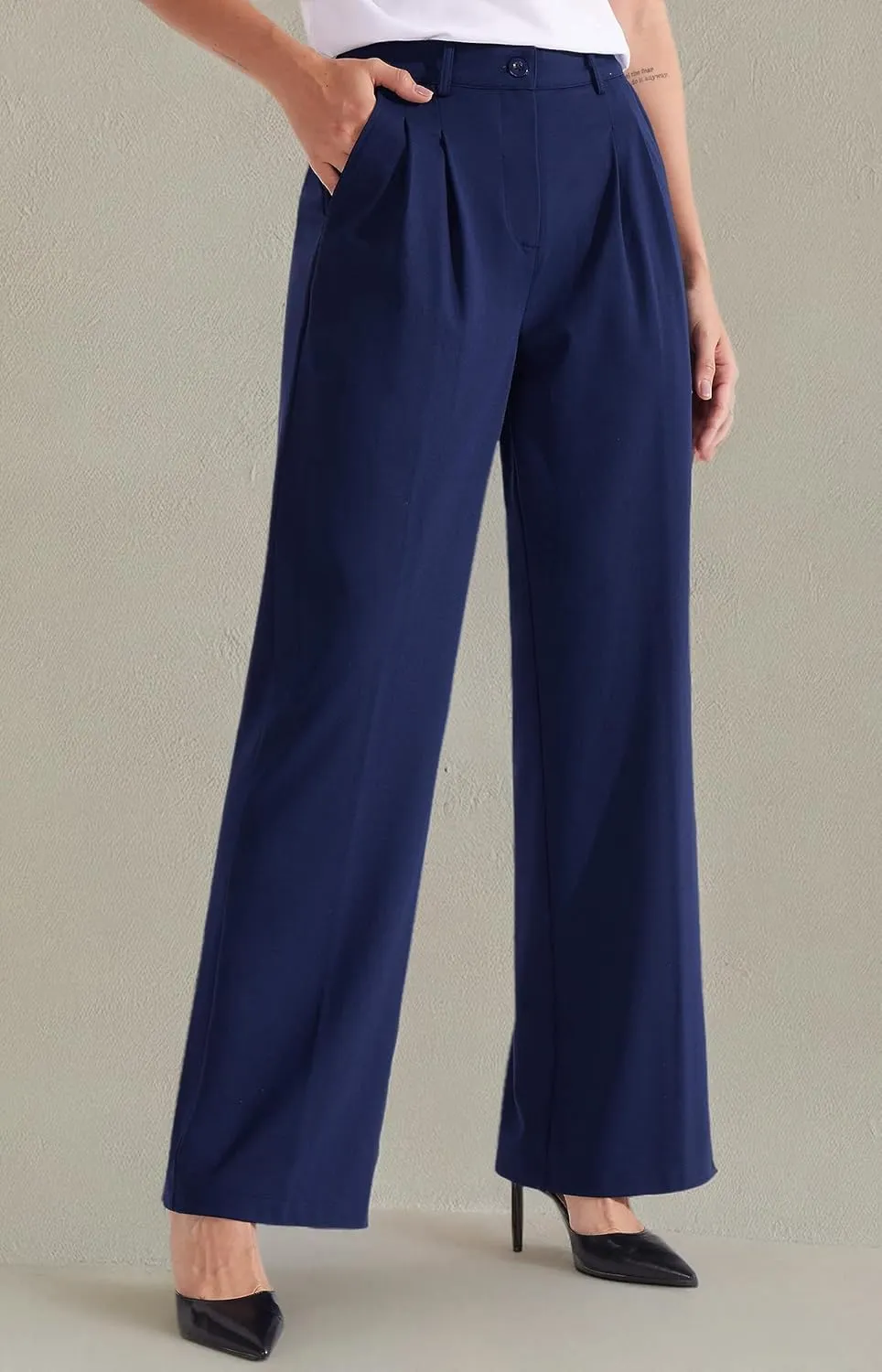 Libin Women's Wide Leg 29"/31" High Waisted Pants Business Work Slacks Pants Dress Yoga Golf Casual Trousers