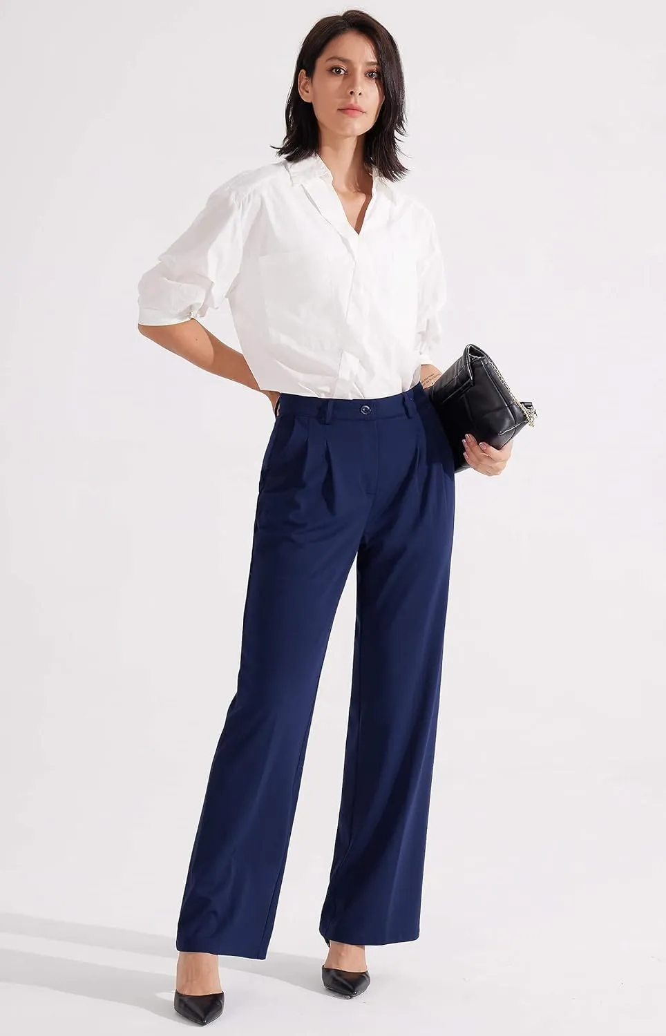 Libin Women's Wide Leg 29"/31" High Waisted Pants Business Work Slacks Pants Dress Yoga Golf Casual Trousers