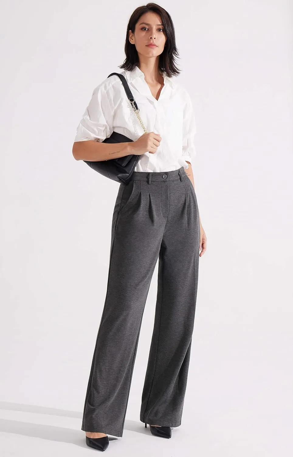 Libin Women's Wide Leg 29"/31" High Waisted Pants Business Work Slacks Pants Dress Yoga Golf Casual Trousers
