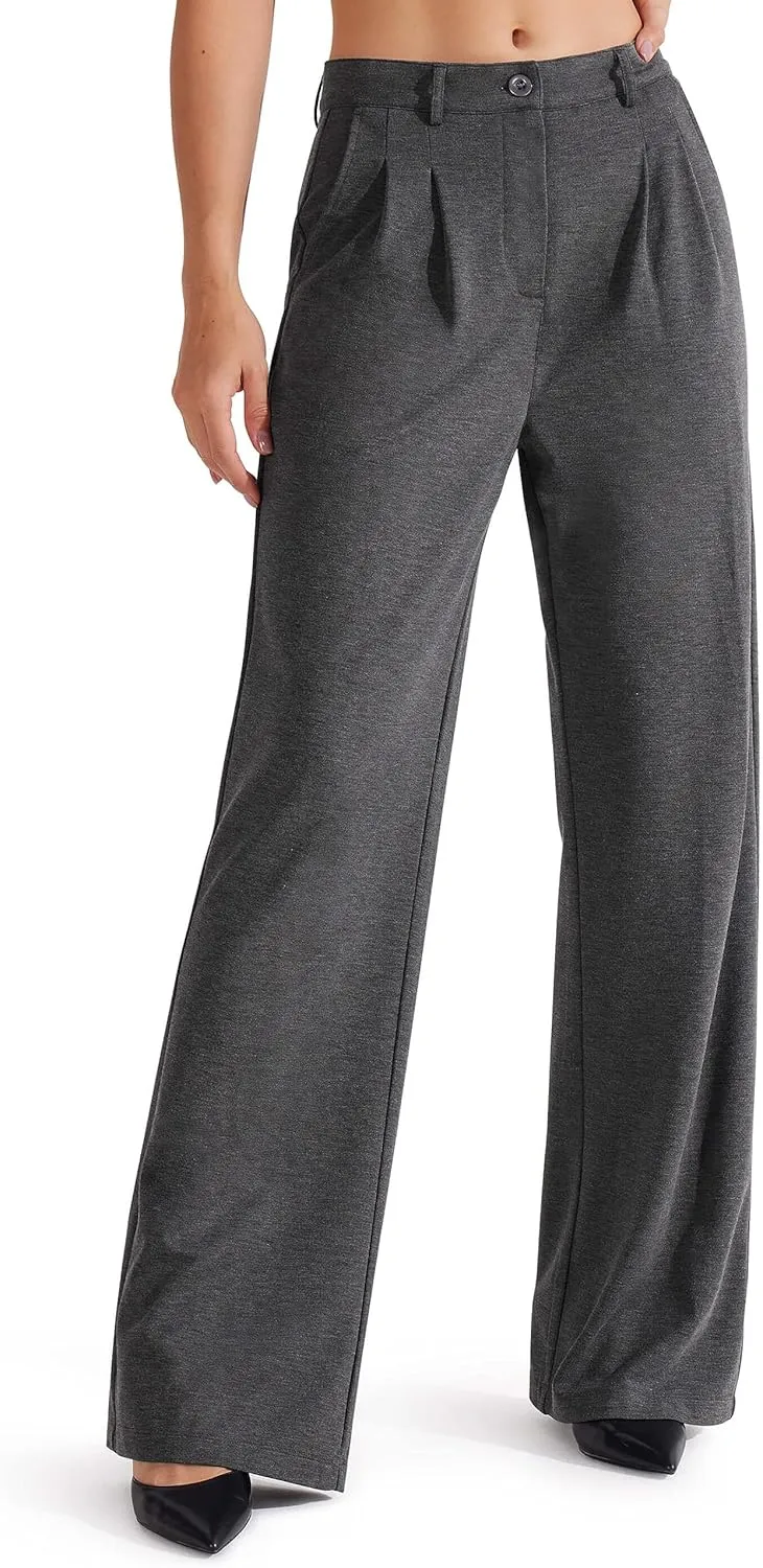 Libin Women's Wide Leg 29"/31" High Waisted Pants Business Work Slacks Pants Dress Yoga Golf Casual Trousers