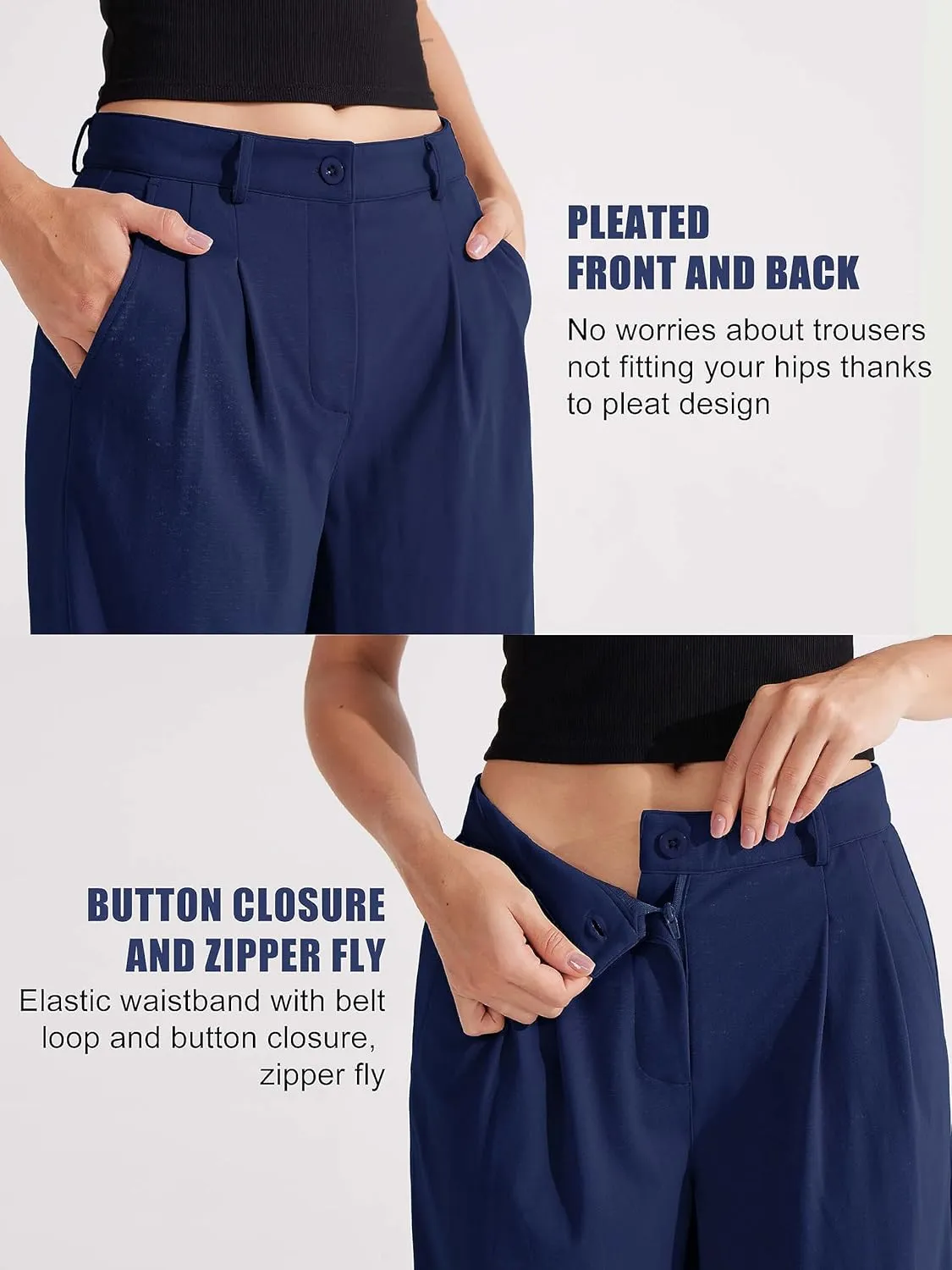 Libin Women's Wide Leg 29"/31" High Waisted Pants Business Work Slacks Pants Dress Yoga Golf Casual Trousers