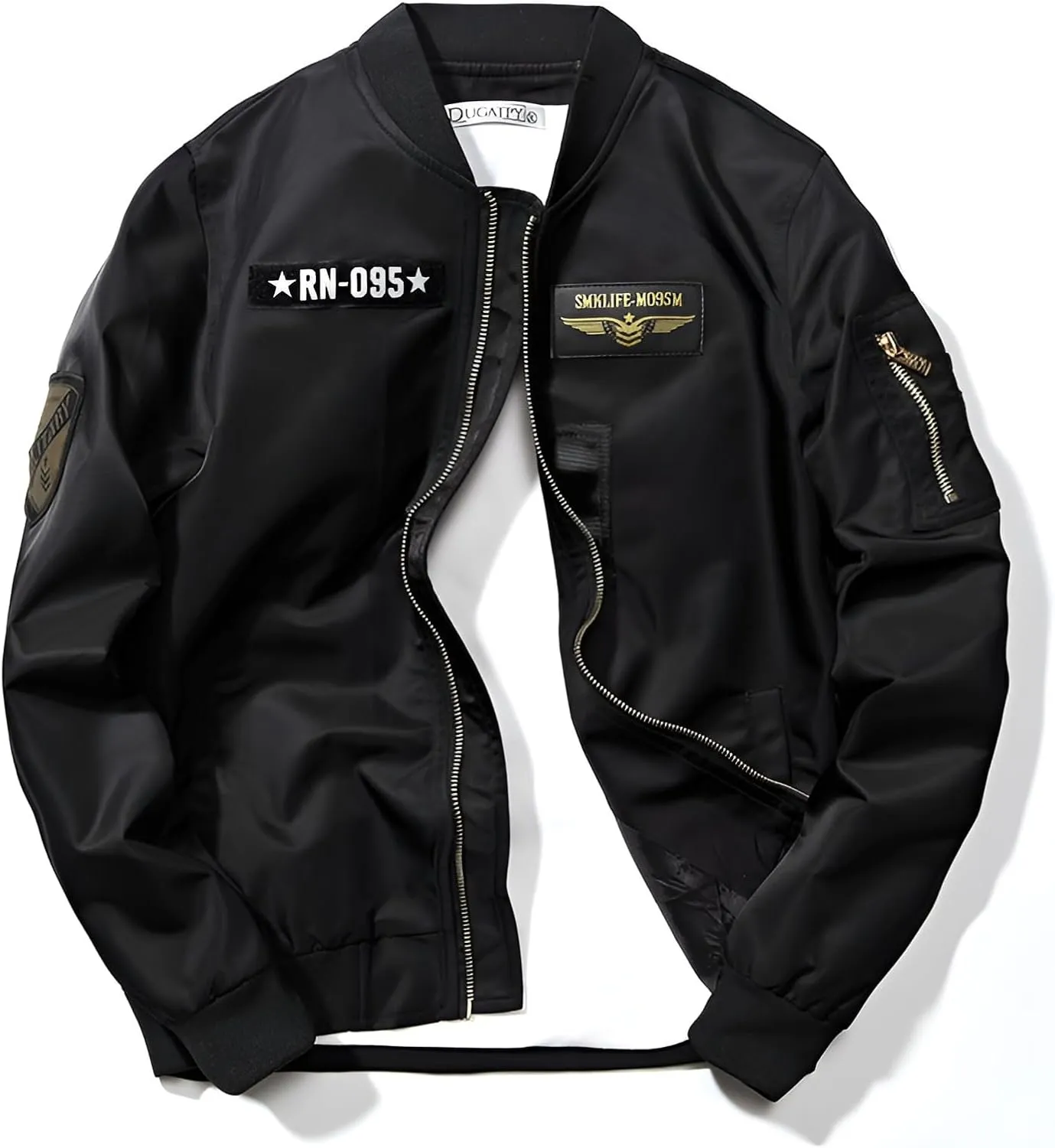 lilaBelle]Couple Baseball Jacket Unisex Sporty Flight Jacket, Mane-Washable Windproof Track Top with Ribbed Cuffs, Lightweight Polyester Coat for Jogging Cycling Daily Wear