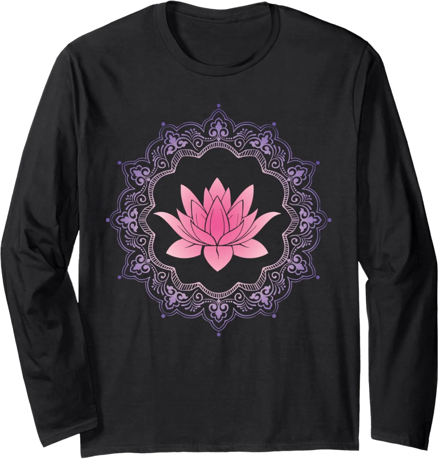 Lotus Namaste Mandala Circle Yoga Women Meditation Long Sleeve T-Shirt