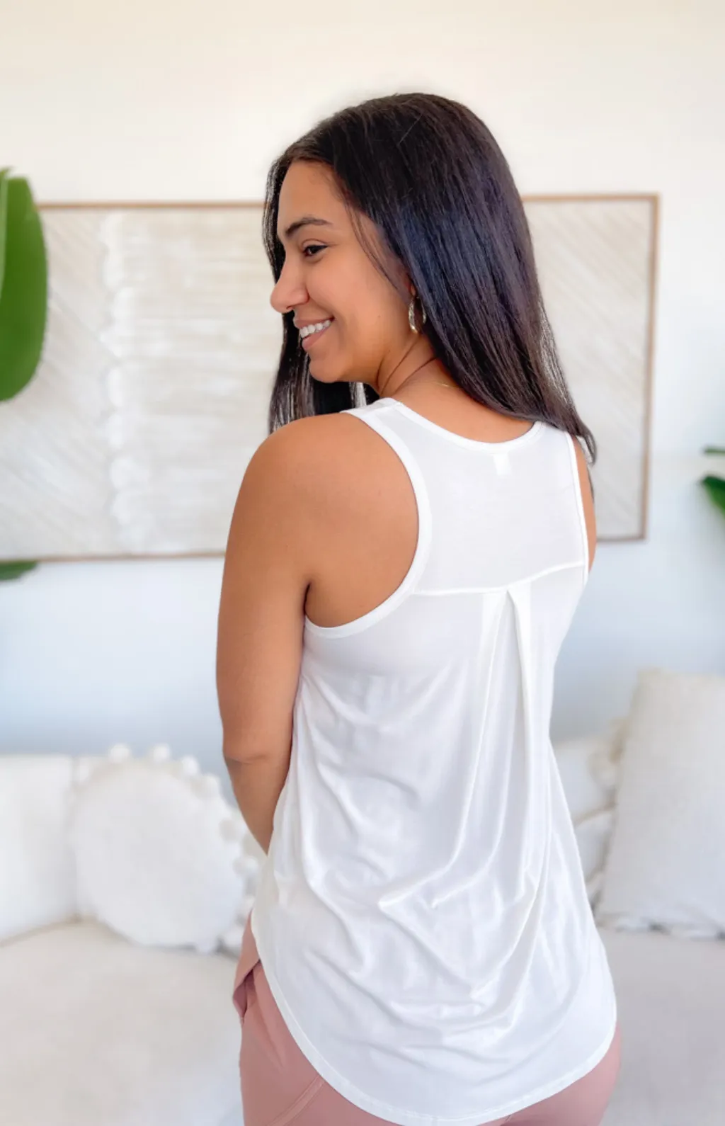 Macie White High/Low Tank Top