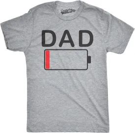 Mens Dad Battery Low Funny Sarcastic Graphic Tired Parenting Fathers Day T Shirt