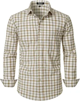 Men's Transitional Weather Slim Fit Long Sleeve Button Down Shirt Business Casual Dress Shirts with Pocket