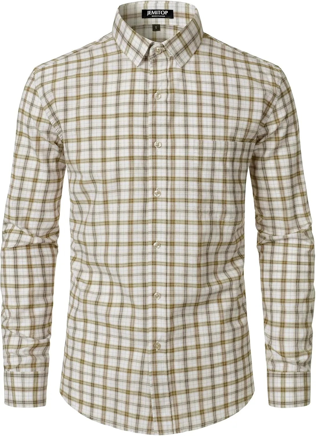 Men's Transitional Weather Slim Fit Long Sleeve Button Down Shirt Business Casual Dress Shirts with Pocket