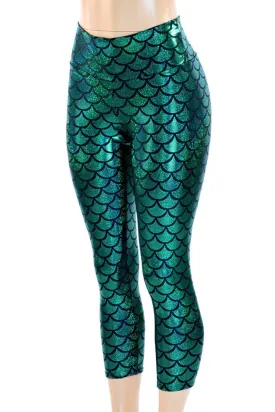 Mermaid Scale High Waist Capri Leggings