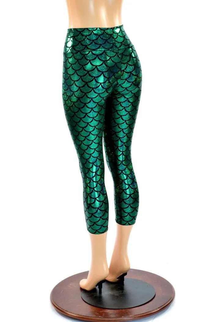 Mermaid Scale High Waist Capri Leggings