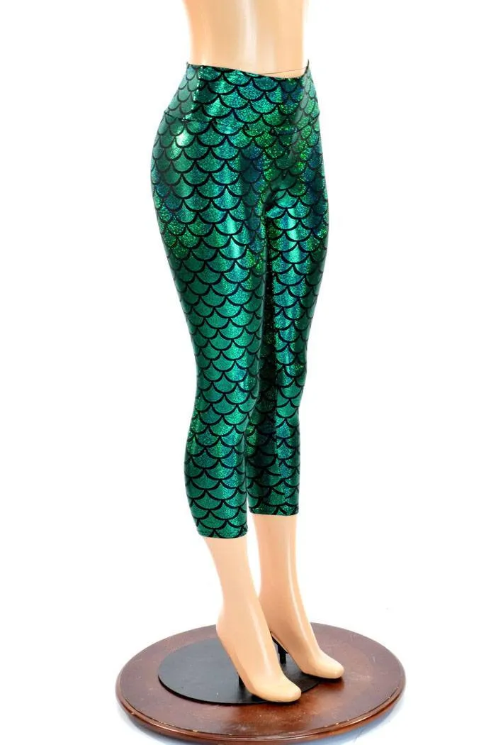 Mermaid Scale High Waist Capri Leggings