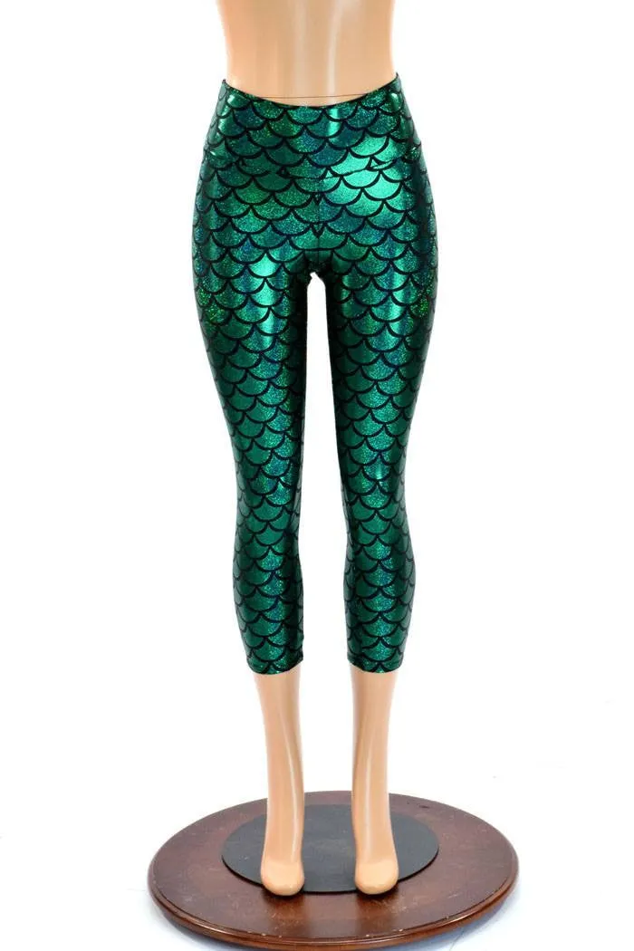 Mermaid Scale High Waist Capri Leggings