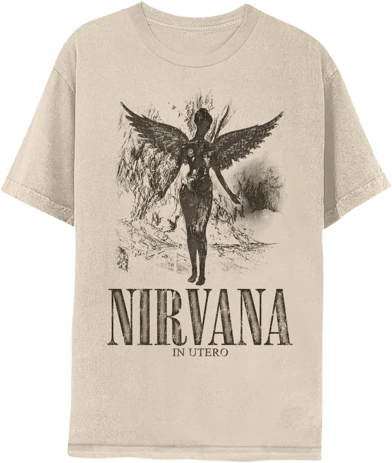 Nirvana in Utero Distressed Logo Adult Short Sleeve T Shirt 90s Grunge Music Vintage Style Graphic Tees