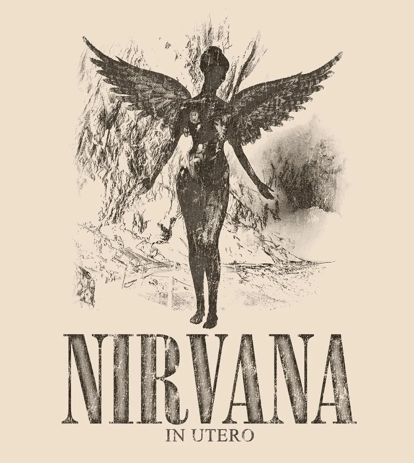 Nirvana in Utero Distressed Logo Adult Short Sleeve T Shirt 90s Grunge Music Vintage Style Graphic Tees