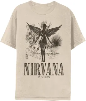 Nirvana in Utero Distressed Logo Adult Short Sleeve T Shirt 90s Grunge Music Vintage Style Graphic Tees