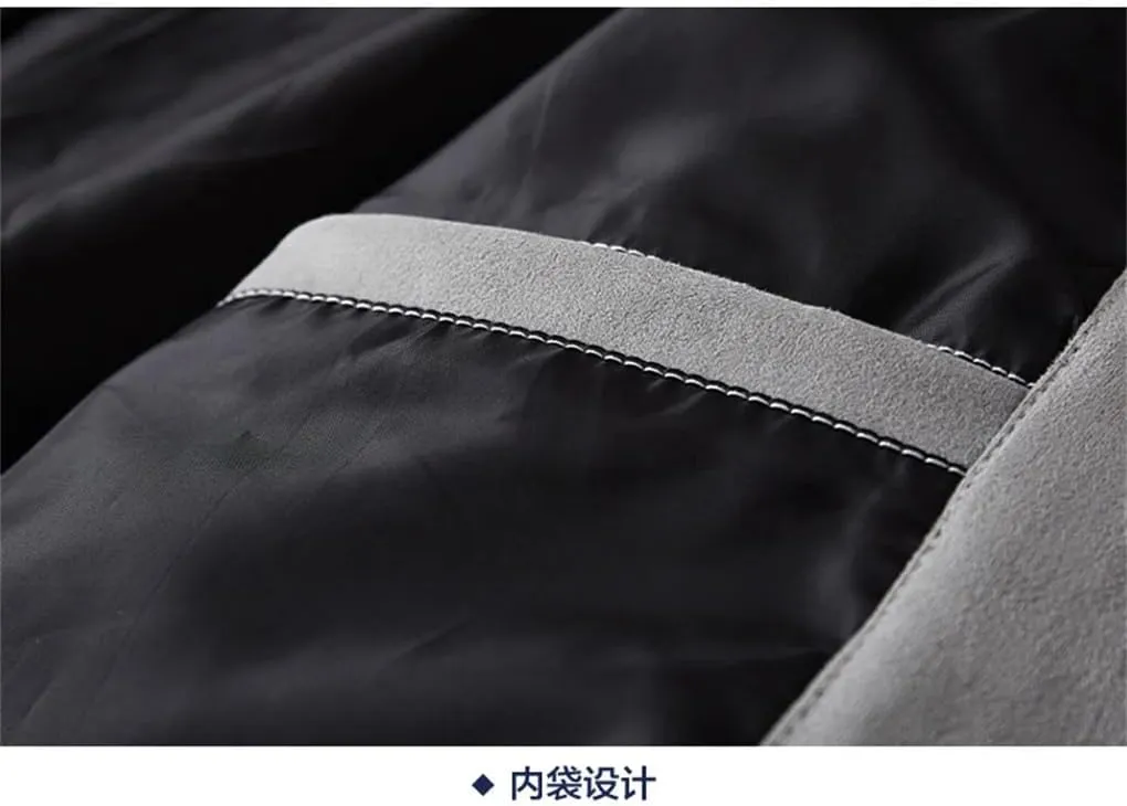 REHJJDFD Thermal Leather Jacket For Men Winter Warm Fleece Lined Coat Suede Outdoor Top Zipper Windbreaker