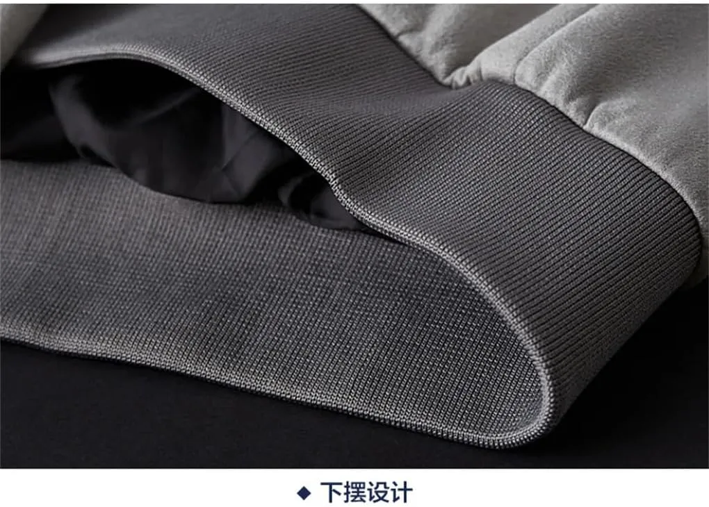 REHJJDFD Thermal Leather Jacket For Men Winter Warm Fleece Lined Coat Suede Outdoor Top Zipper Windbreaker