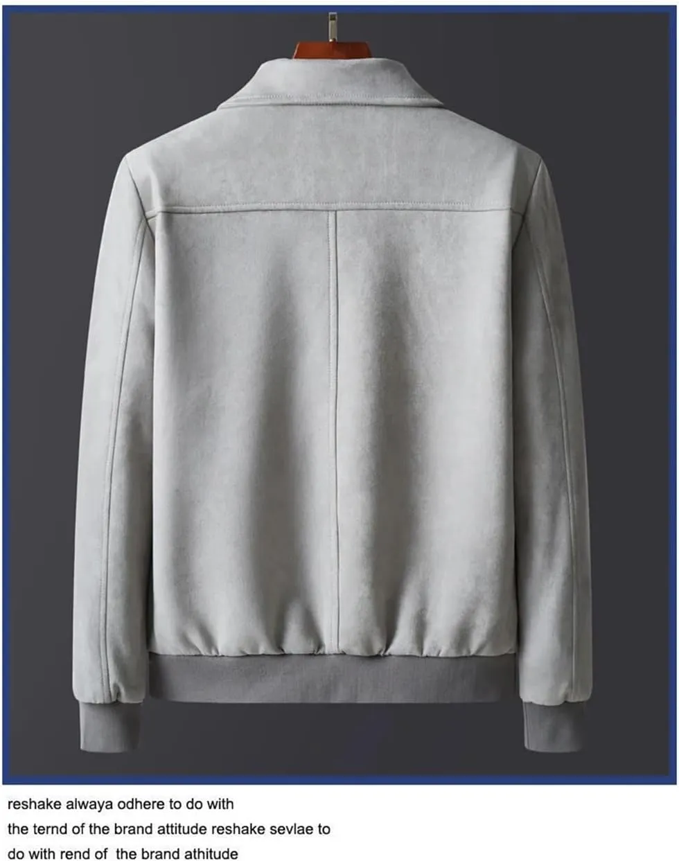 REHJJDFD Thermal Leather Jacket For Men Winter Warm Fleece Lined Coat Suede Outdoor Top Zipper Windbreaker