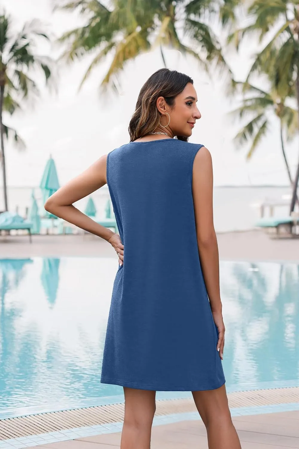 Summer Sundress for Women Graphic Mini Tank Dress Sleeveless Beach Dresses Short Casual Sun Dresses